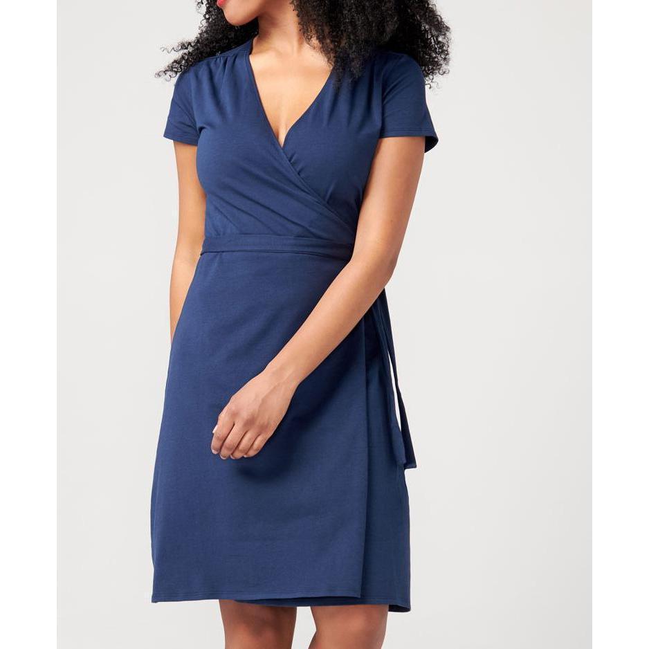 Women's Navy Wrap Dress – Filosano